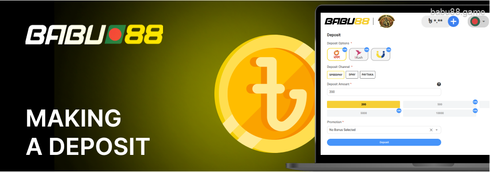 Babu88 making a deposit